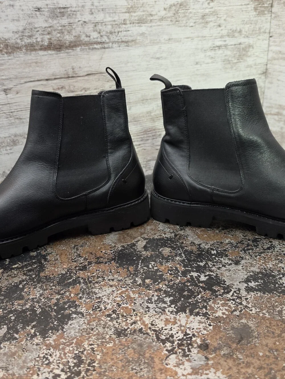 Mens Hush Puppies Chelsea Boots Sz 11.5 Wide Black Leather VGC Pull On
